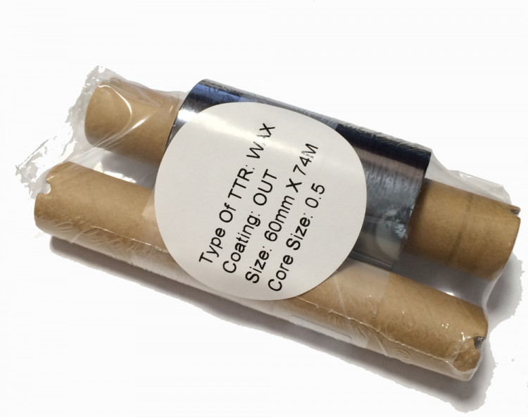 Термо-трансферная лента 60мм*74м Black, Wax, Out, 0,5