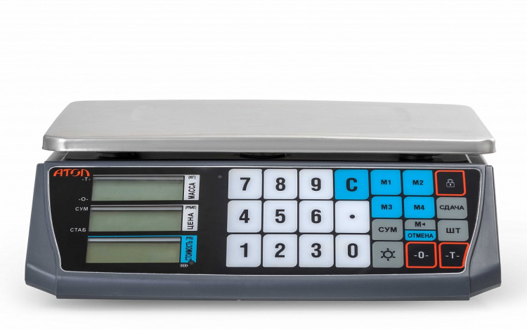 Весы торговые АТОЛ MARTA без стойки, СОМ порт, кабель USB-RS, кабель RS-232, лицензия FDU артикул 45034                  